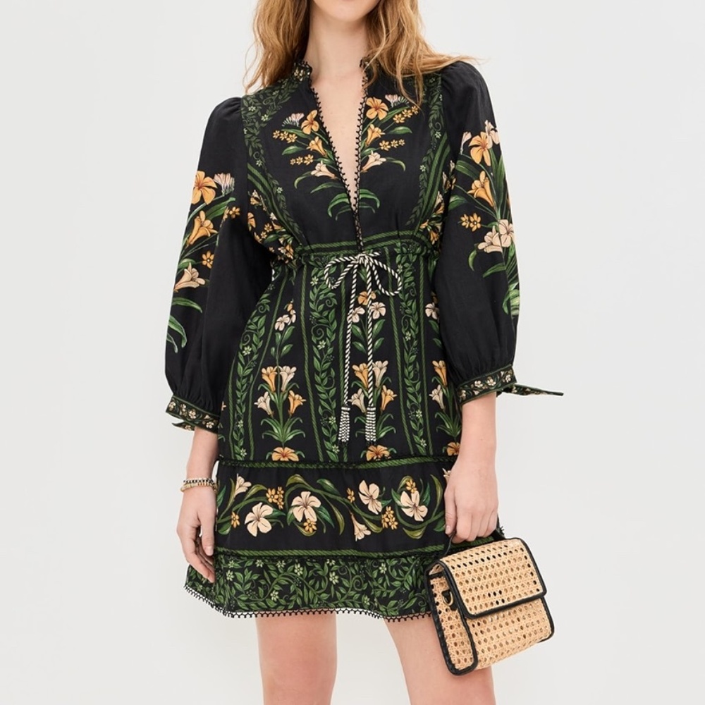 FARM Rio Flowers Arch Black Mini Dress